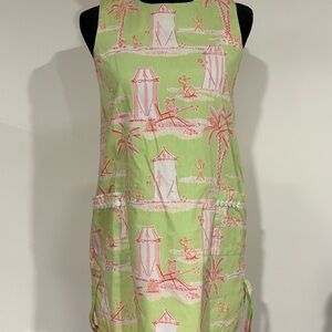 Lilly Pulitzer girls Vibrant Green & Pink monkey palm tree print Shift Dress 14